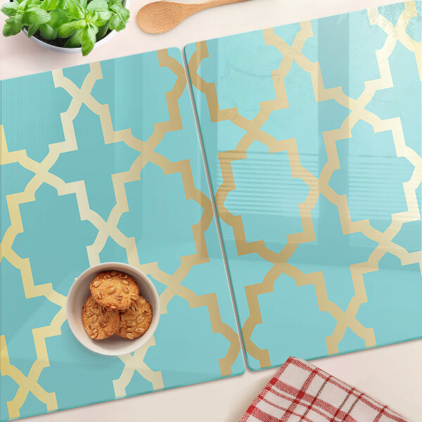 Szklana deska kuchenna Motyw arabeski w odcieniach błękitu