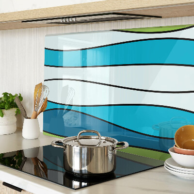 Szklana deska kuchenna Fale w odcieniach niebieskiego i zielonego