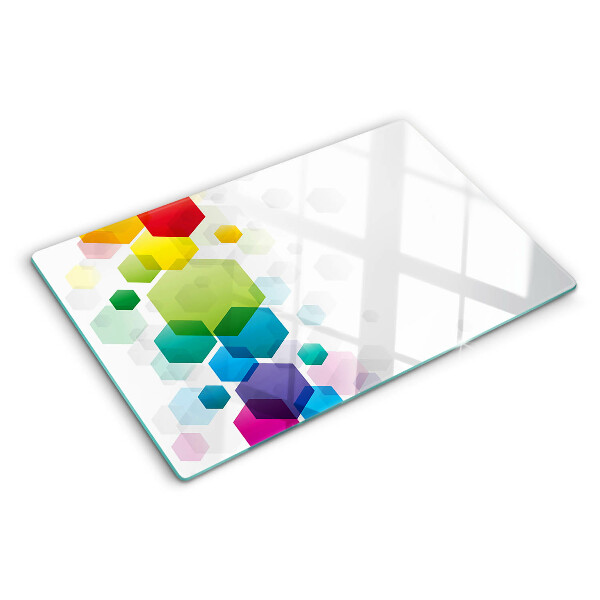 Deska kuchenna szklana Kolorowe heksagony na tle