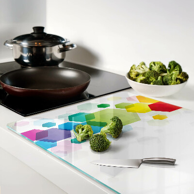 Deska kuchenna szklana Kolorowe heksagony na tle