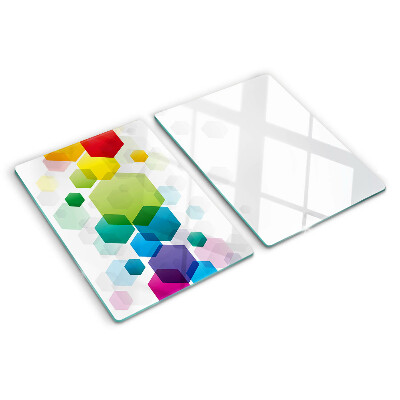 Deska kuchenna szklana Kolorowe heksagony na tle