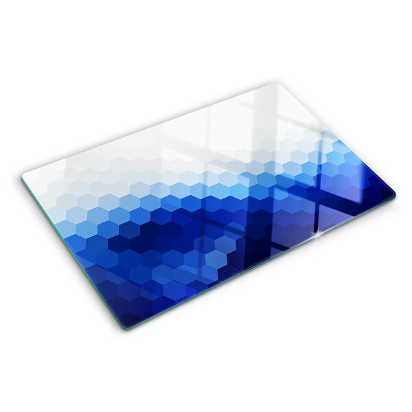 Snijplanken glas Blauwe zeshoeken in kleurverlopen