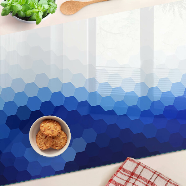 Szklana deska kuchenna Niebieskie sześciokąty w gradientach