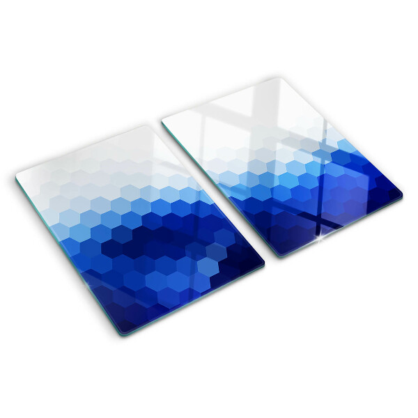 Snijplanken glas Blauwe zeshoeken in kleurverlopen