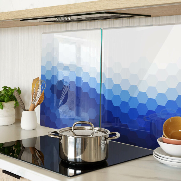 Szklana deska kuchenna Niebieskie sześciokąty w gradientach