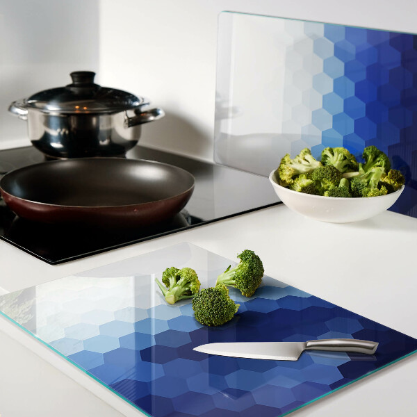 Szklana deska kuchenna Niebieskie sześciokąty w gradientach