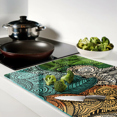 Deska kuchenna szklana Motyw mandali z kolorowymi wzorami