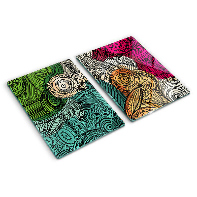 Glazen snijplanken Mandala-motief met kleurrijke patronen