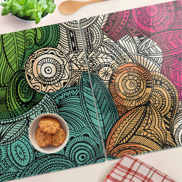 Deska kuchenna szklana Motyw mandali z kolorowymi wzorami