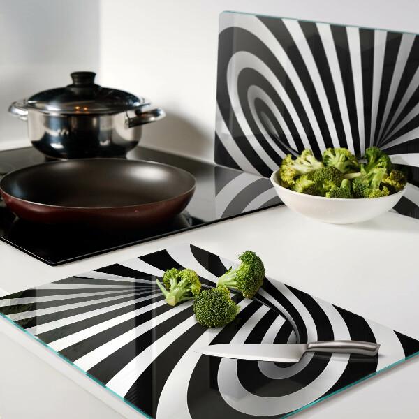 Deska kuchenna szklana Wzór spirali w czerni i bieli