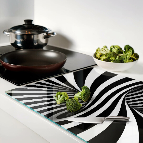 Szklana deska do krojenia Wzór spiralny w czerni i bieli