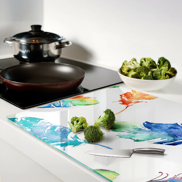 Snijplanken glas Veren in aquarel