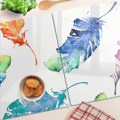 Szklana deska kuchenna Pióra w akwareli