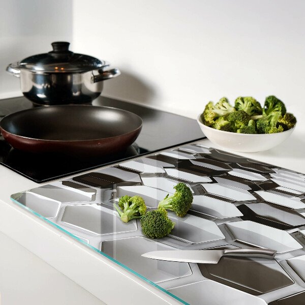 Deska kuchenna szklana Sześciokątne struktury w odcieniach szarości