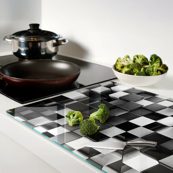 Szklana deska do krojenia Motyw szachownicy w odcieniach czerni i bieli