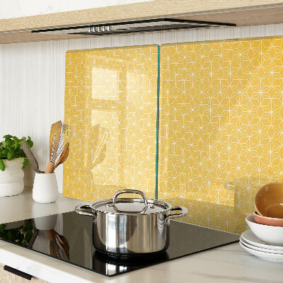 Glazen snijplanken Levensbloem op een gele achtergrond