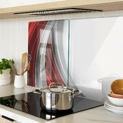 Szklana deska kuchenna Abstrakcyjne fale w czerwieni i szarości