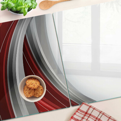 Snijplanken glas Abstracte golven in rood en grijs