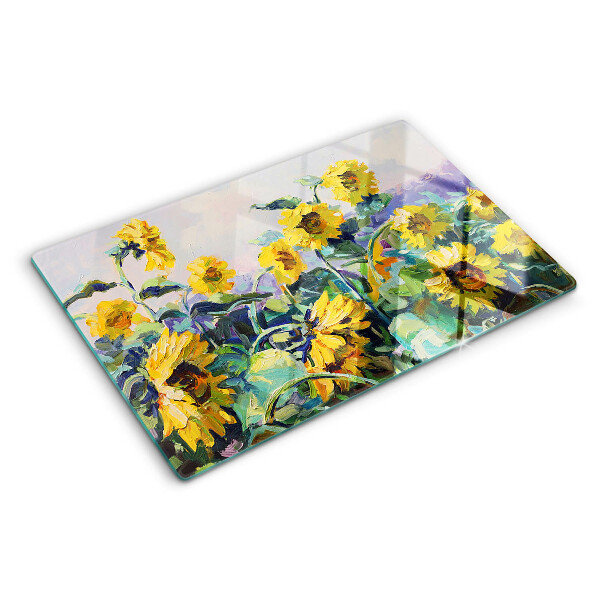 Deska kuchenna szklana Słoneczniki w ogrodzie