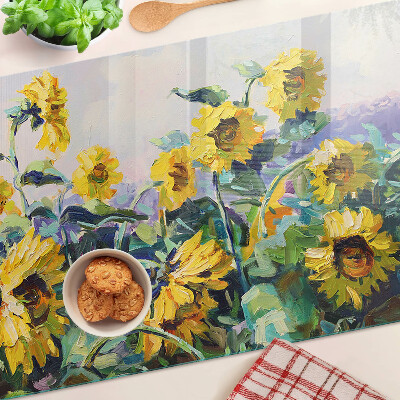 Snijplanken glas Zonnebloemen in de tuin