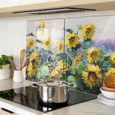 Deska kuchenna szklana Słoneczniki w ogrodzie