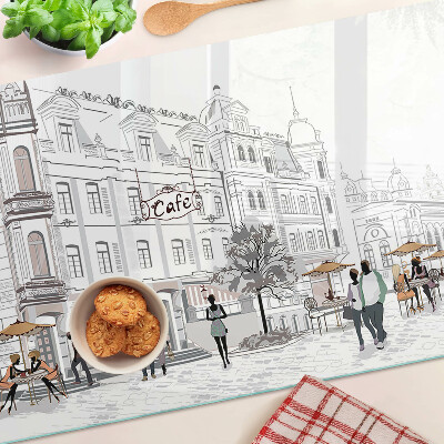 Deska kuchenna szklana Kawiarniana sceneria w mieście