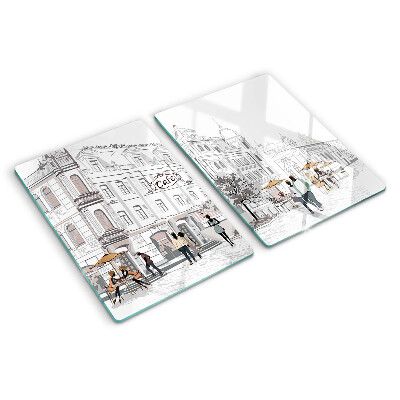 Deska kuchenna szklana Kawiarniana sceneria w mieście