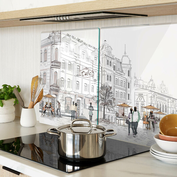 Deska kuchenna szklana Kawiarniana sceneria w mieście