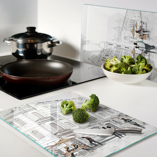 Deska kuchenna szklana Kawiarniana sceneria w mieście