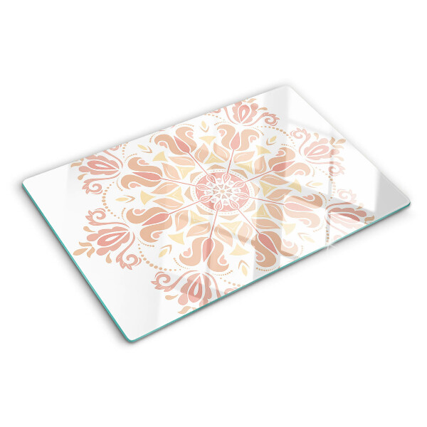 Szklana deska do krojenia Mandala w odcieniach różu