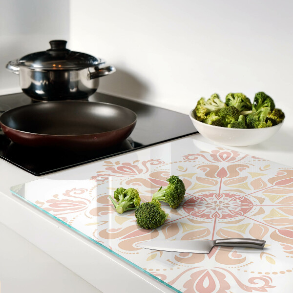 Glazen snijplanken Mandala in roze tinten