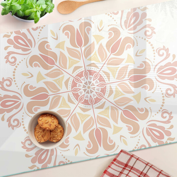 Glazen snijplanken Mandala in roze tinten