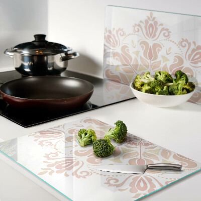 Szklana deska do krojenia Mandala w odcieniach różu