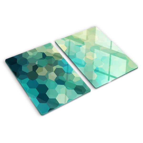 Snijplanken glas Geometrische zeshoeken in verschillende blauwtinten