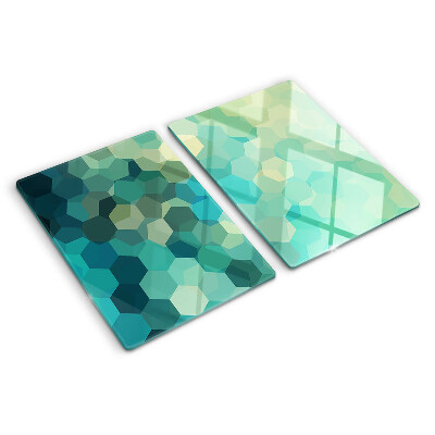 Snijplanken glas Geometrische zeshoeken in verschillende blauwtinten