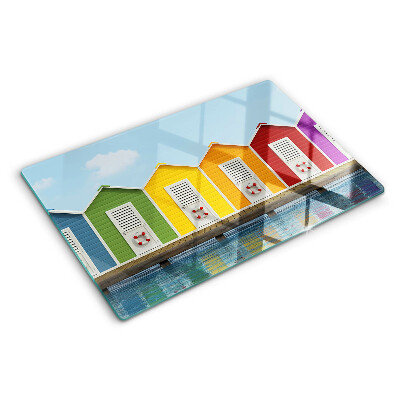 Deska kuchenna szklana Kolorowe domki nadmorskie