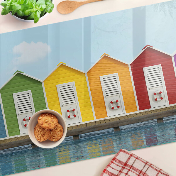 Deska kuchenna szklana Kolorowe domki nadmorskie