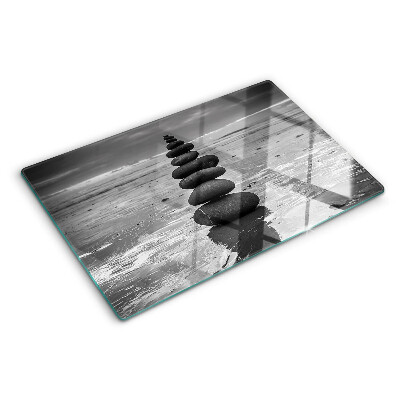 Szklana deska do krojenia Kamienie na plaży w czerni i bieli