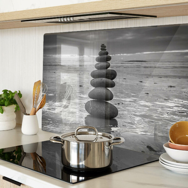 Szklana deska do krojenia Kamienie na plaży w czerni i bieli