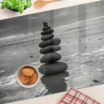 Szklana deska do krojenia Kamienie na plaży w czerni i bieli