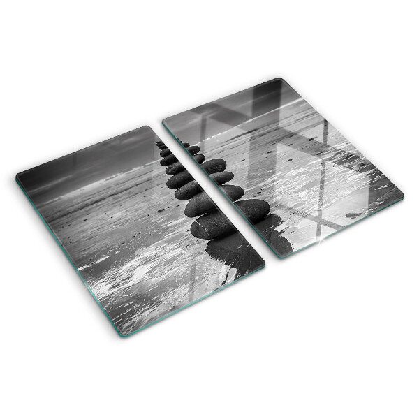Snijplanken van glas Strandstenen in zwart-wit