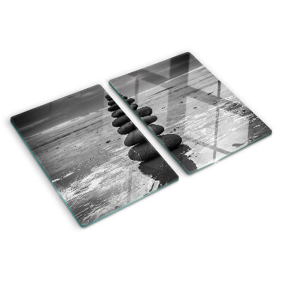 Snijplanken van glas Strandstenen in zwart-wit