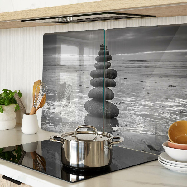 Szklana deska do krojenia Kamienie na plaży w czerni i bieli