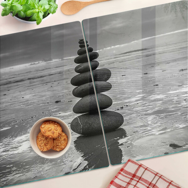 Szklana deska do krojenia Kamienie na plaży w czerni i bieli