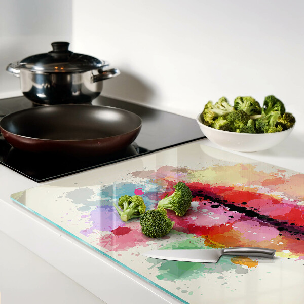 Glazen snijplanken Lippen in kleurrijke vlekken