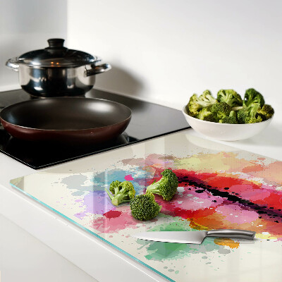 Szklana deska kuchenna Usta w kolorowych plamach