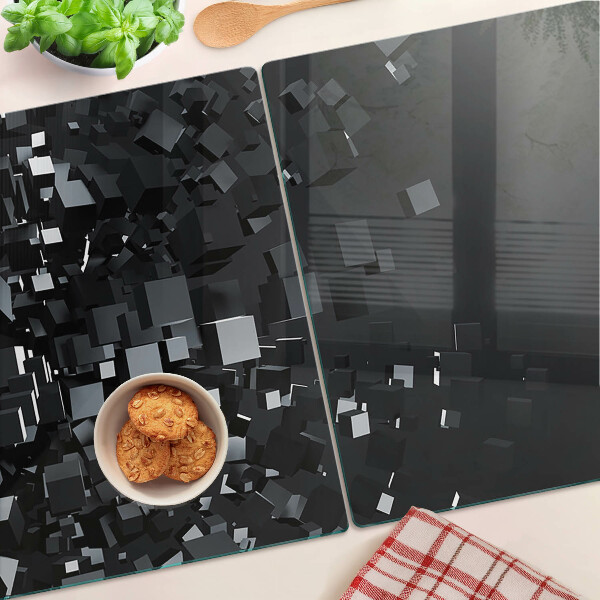 Szklana deska do krojenia Abstrakcyjne czarne kostki
