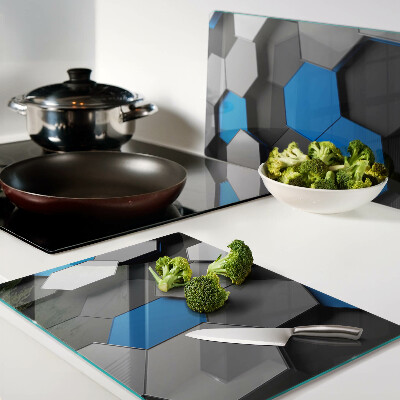 Szklana deska kuchenna Sześciokątne wzory w niebiesko-szarych odcieniach