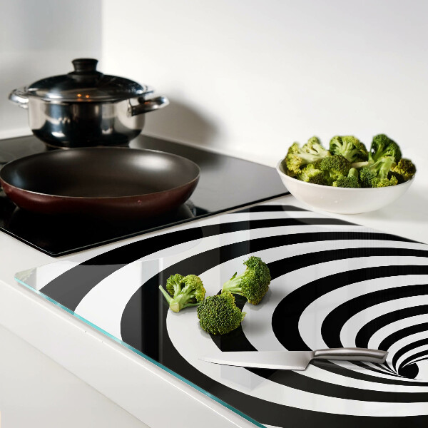 Deska kuchenna szklana Motyw spiralny w czerni i bieli