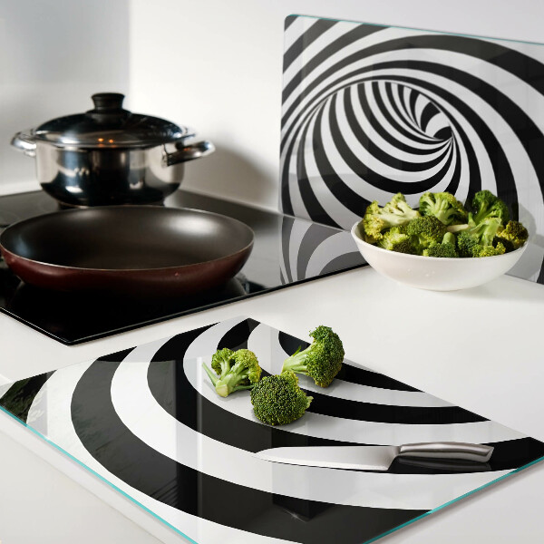 Deska kuchenna szklana Motyw spiralny w czerni i bieli